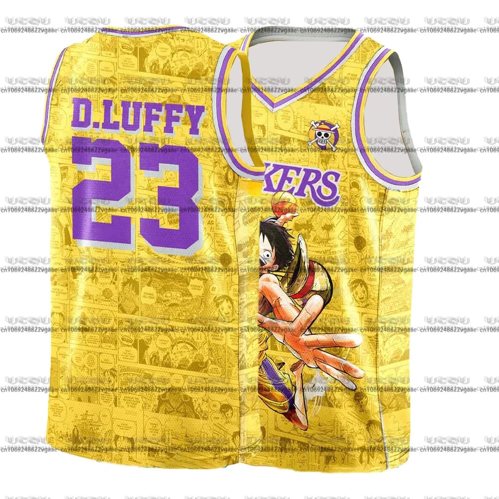 Maglia da basket Uomo Bambini Casa Maglietta maschile L-Uuffy Top 23 Canotta Lago ONE PIECE Giappone Abbigliamento sportivo Tee American Gift Fan Nuovo