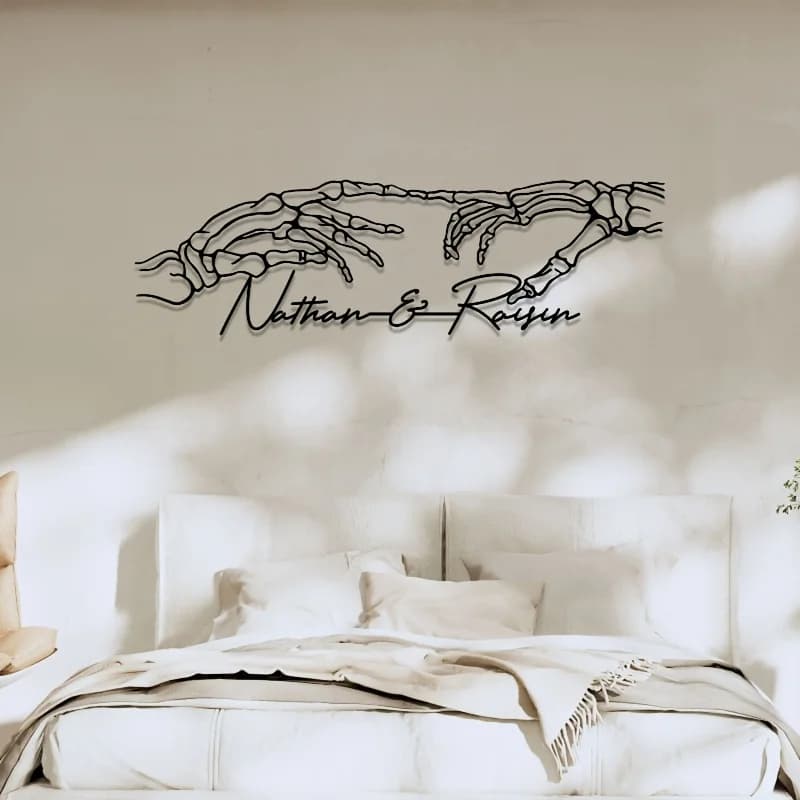 Insegna Artistica in Metallo Personalizzata con Nomi, Regalo Ideale per Inaugurazione Casa/Anniversari/Matrimoni, per Appassionati di Teschi