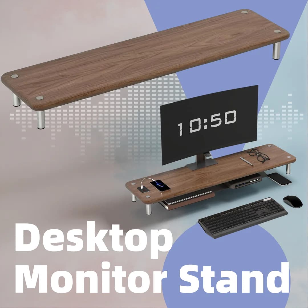 Wooden Monitor Riser Stand Office Desktop Computer Height Increase Holder Monitors Laptop Storage Bracket Monitor Organizer Base