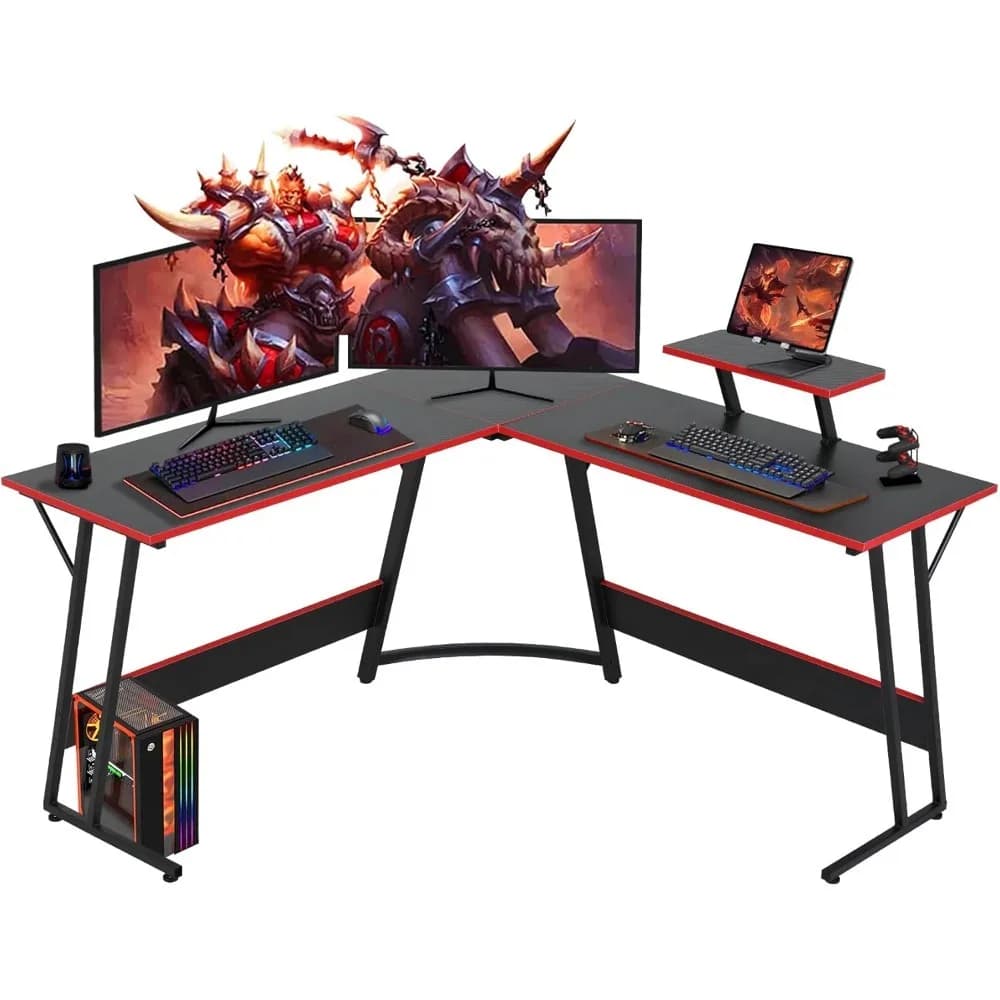 Scrivania da Gaming da 35 Pollici con Gancio per Cuffie, Tavolo Moderno per Gamer, Postazione di Lavoro Robusta per Casa, Ufficio e Dormitorio