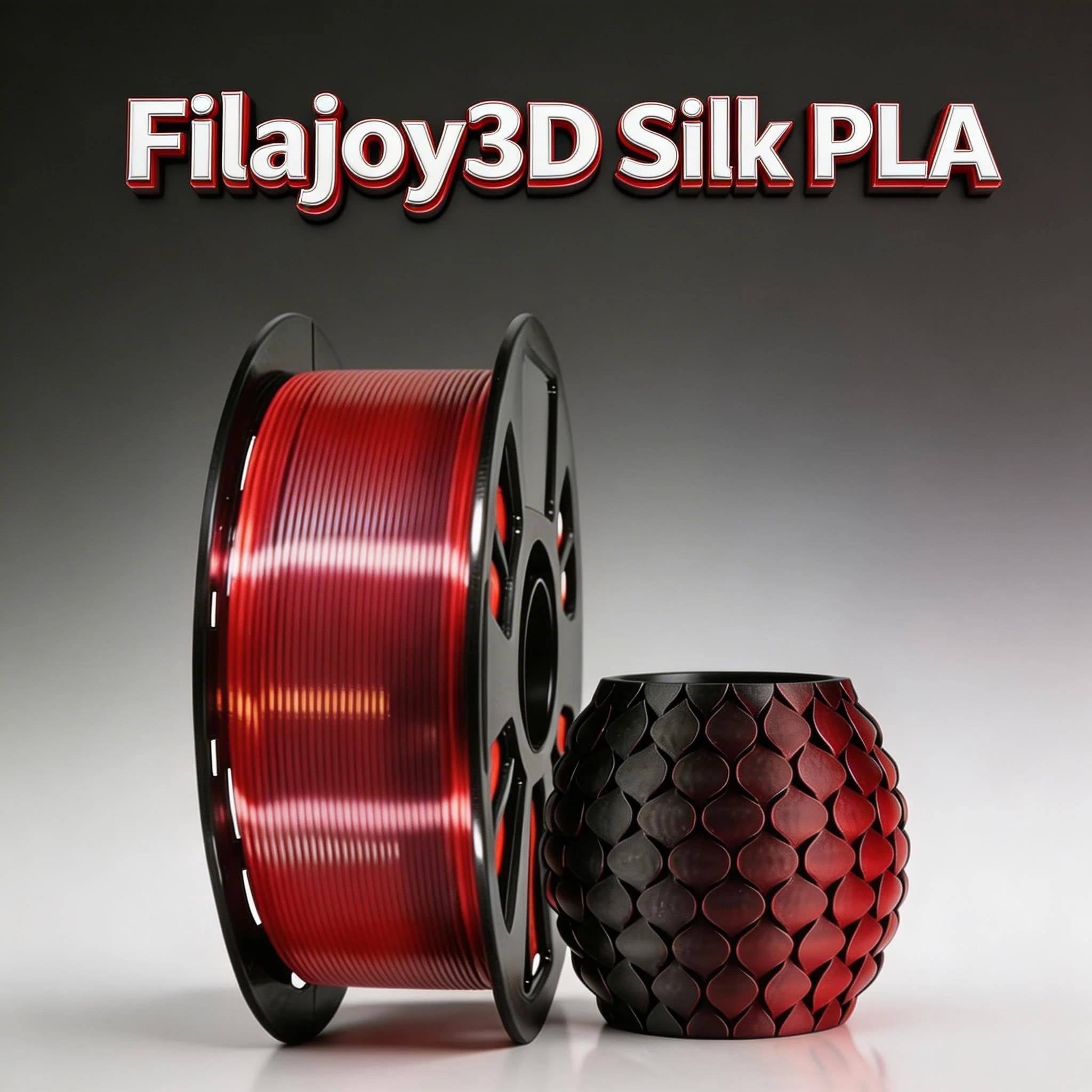 Filament PLA Silk 1.75mm, 3D Printer Filament to Double Construction Bicolor Black Silk Red PLA with Color Change, 1kg