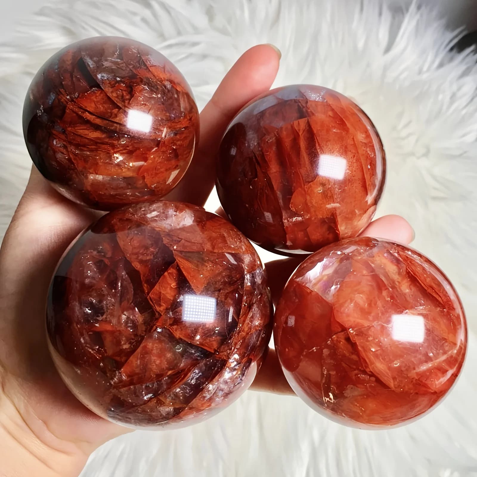 Sfera di cristallo di quarzo di fuoco grande, sfera lucida, decorazioni per la casa e regali, regalo souvenir, decorazioni per la casa, pietra curativa del punto magico