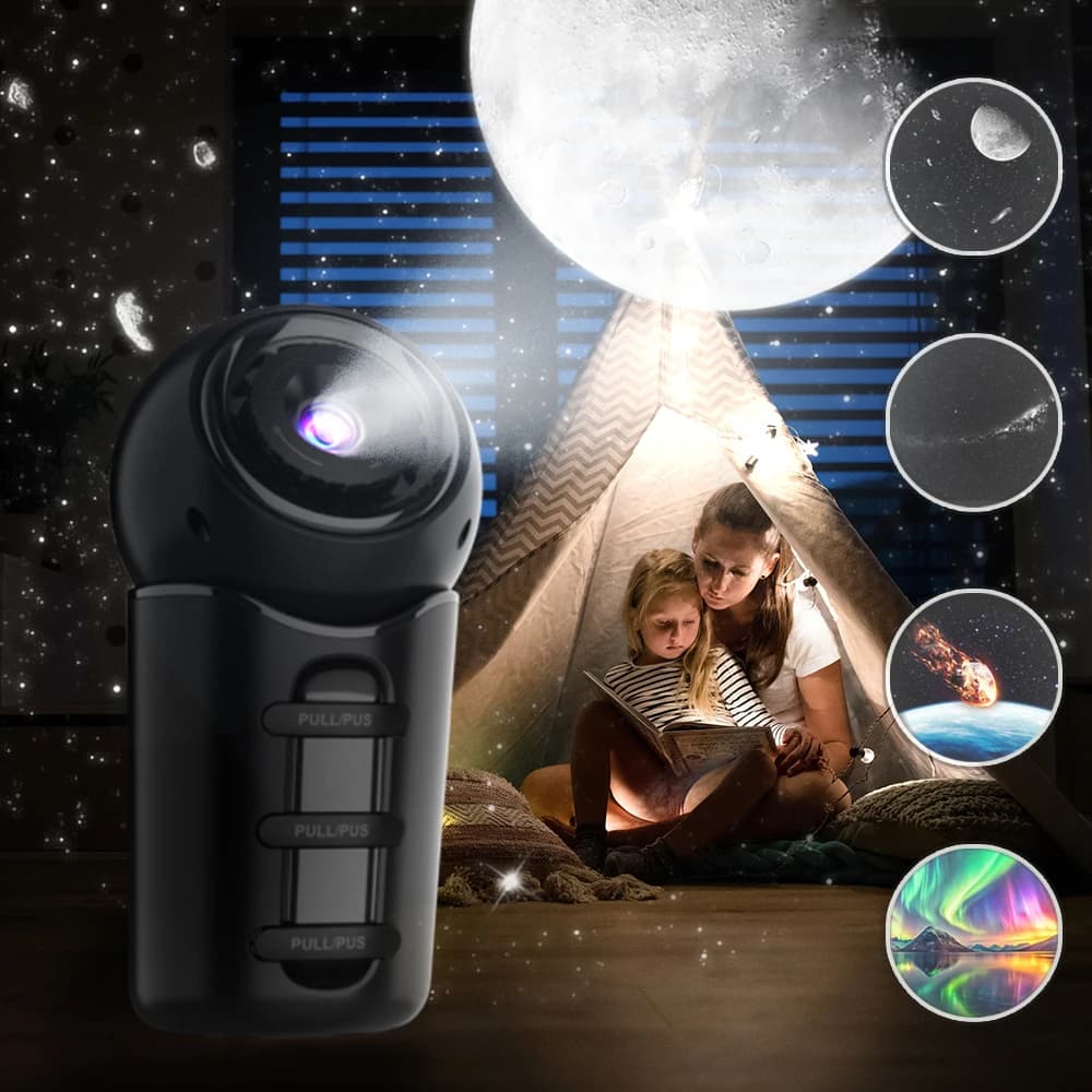 Proiettore portatile Galaxy 360 ° Lampada per proiettore Aurora rotante Proiettore stellare ricaricabile HD adatto per camera da letto e auto