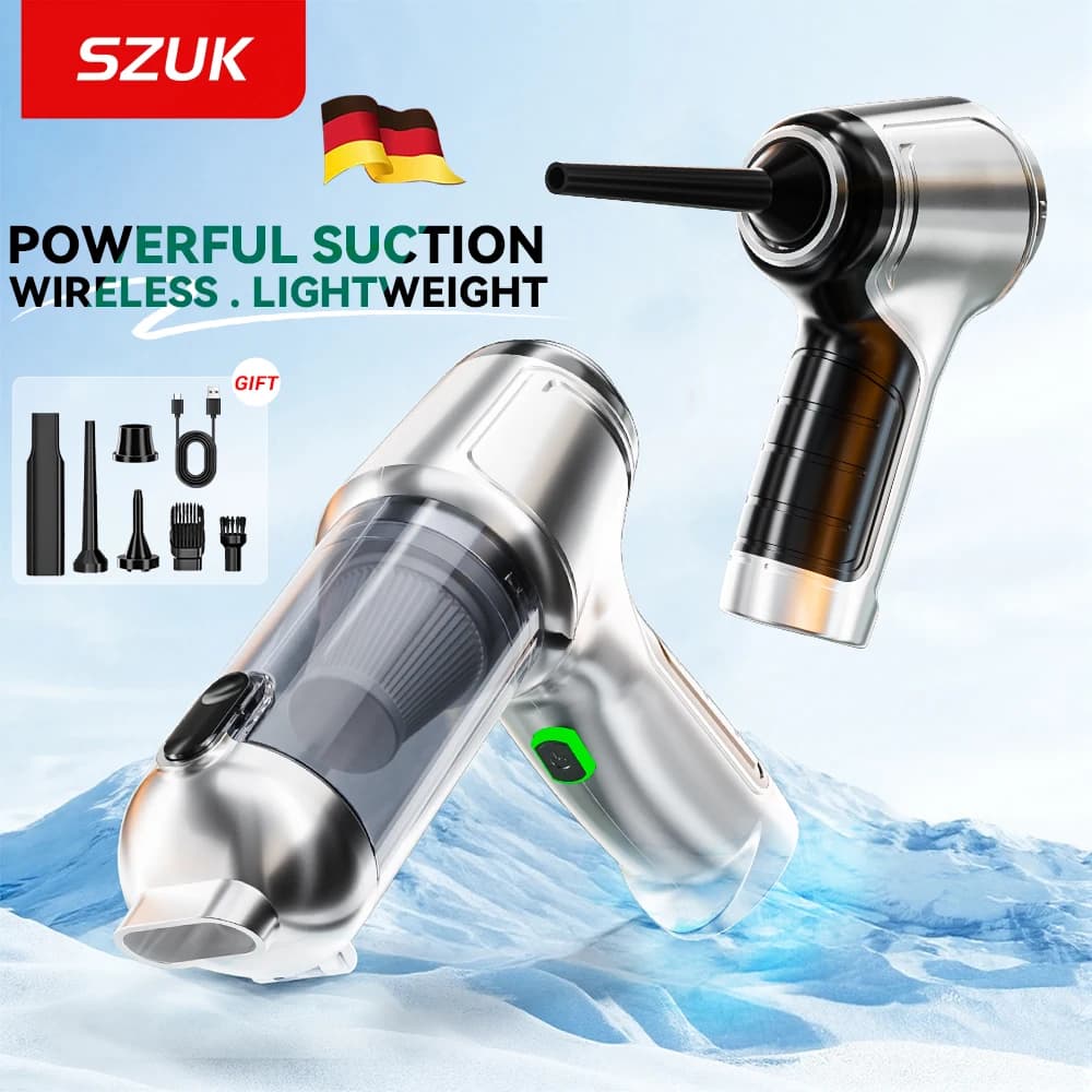 SZUK 15000PA Aspirapolvere per Auto Portatile Senza Fili, Potente Aspiratore con Forte Aspirazione, Macchina per Pulizia Manuale per Elettrodomestici