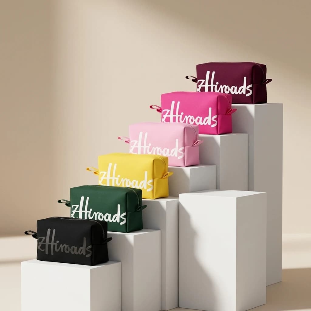Borsa Cosmetica di Lusso in Cotone, Organizer Minimalista per il Trucco, Pochette da Viaggio Personalizzata per Donne