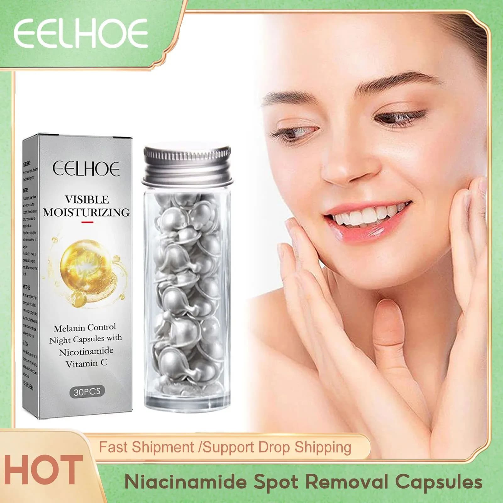 Capsules for the removal of niacinamide stains Schiarimento delle lentiggini Anti dark spots Dissolvenza Pigmento Illumina skin tone Capsula for the correction of melanin