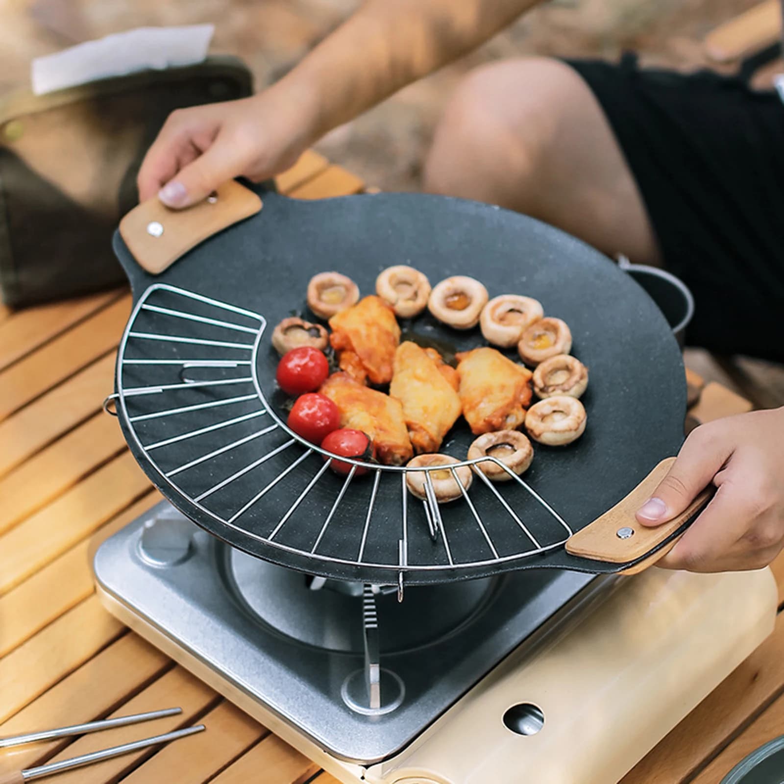 Spare handle for heat-resistant insulated handle for barbecue heat-resistant solid wood for outdoor camping pan
