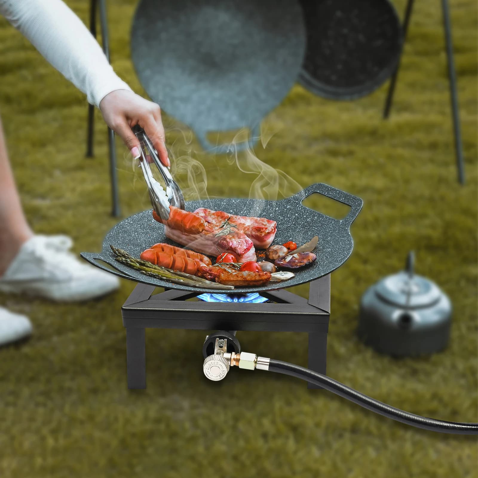 Gas cooker, 8000 W high power portable outdoor propane camping cooker, Compact hiking burner Backpack, Fast kitchen Field cook