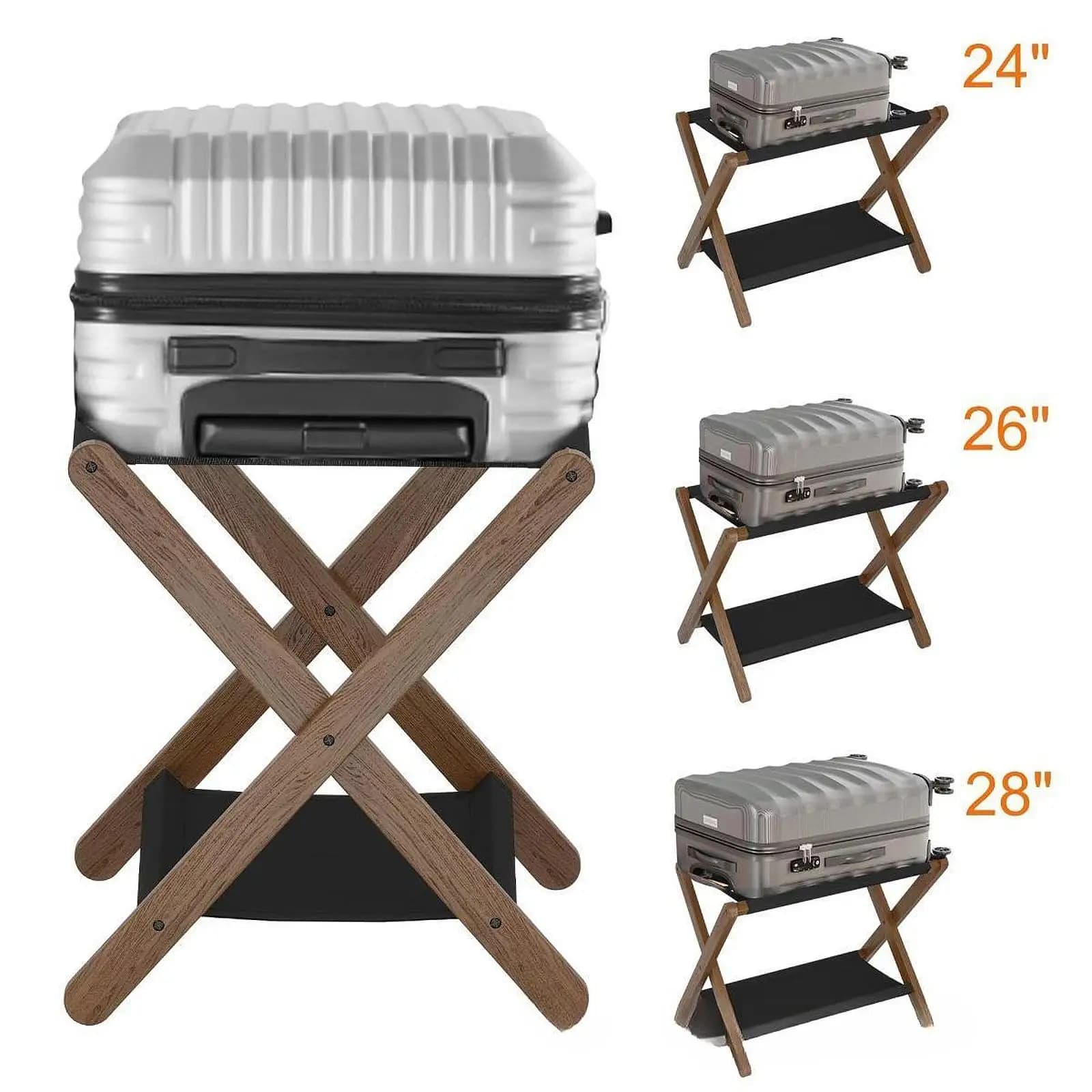 Portabagagli Pieghevole con Ripiano, Organizzatore Multifunzionale a Due Livelli Portatile per Camera da Letto