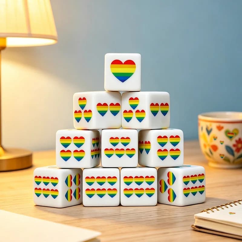 CANDYPIXEL 12 pezzi di dadi Rainbow Heart D6, dadi a 6 facce, adatti per giochi da tavolo, giochi di società, giochi di ruolo