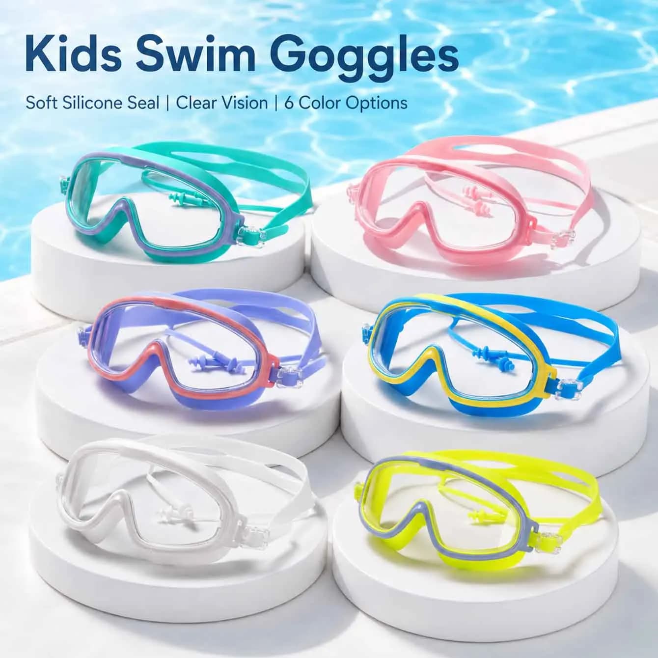 1PC Swimming Goggles Waterproof Anti Fog Clear Lens Soft Silicone Adjustable Strap Pool Beach Swim Glasses
