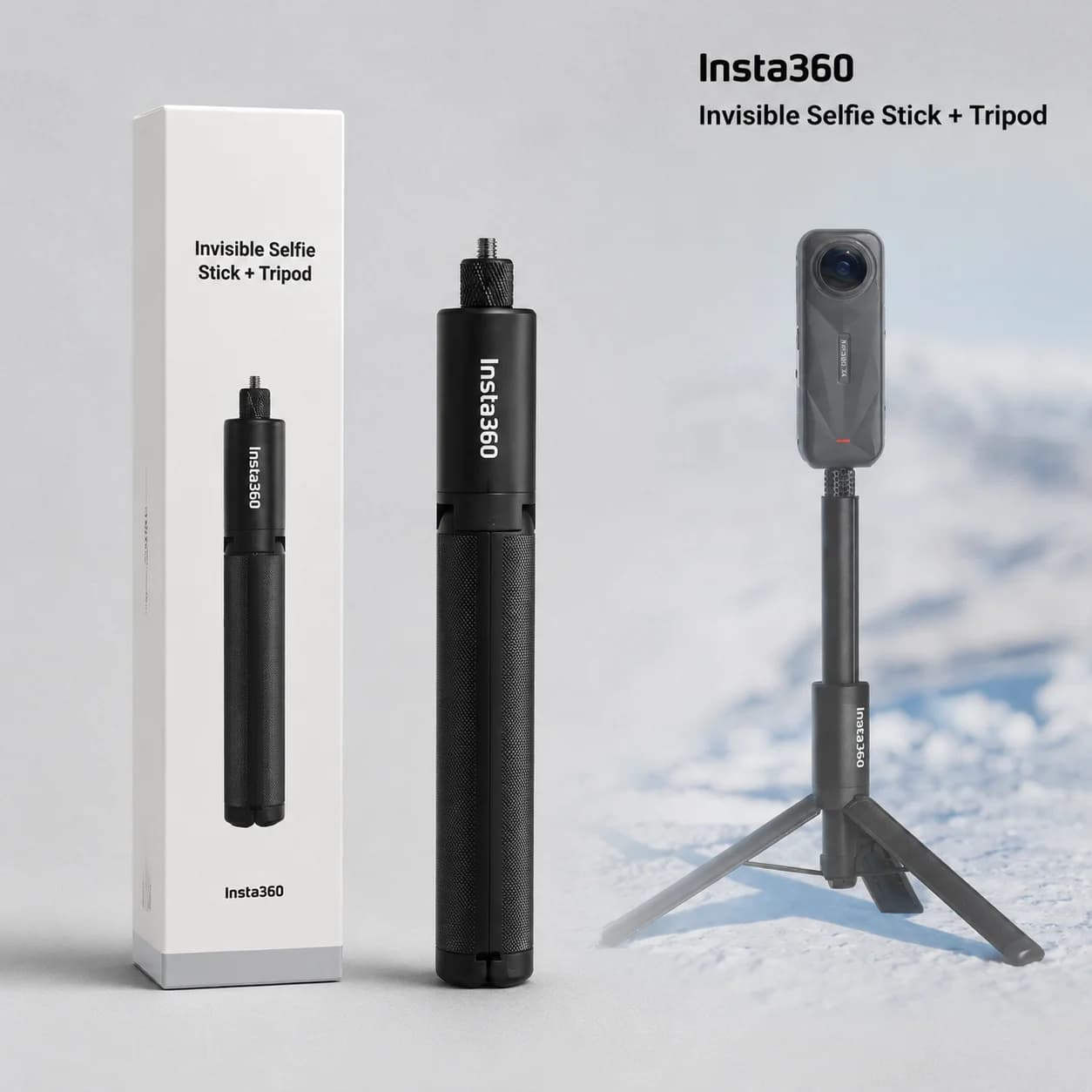 Insta360 Invisible Selfie Stick Tripod 2-in-1 1/4 Inch Extension Pole for X6 X5 X4 Air GO Ultra Ace Pro 2 Luna Ultra X4