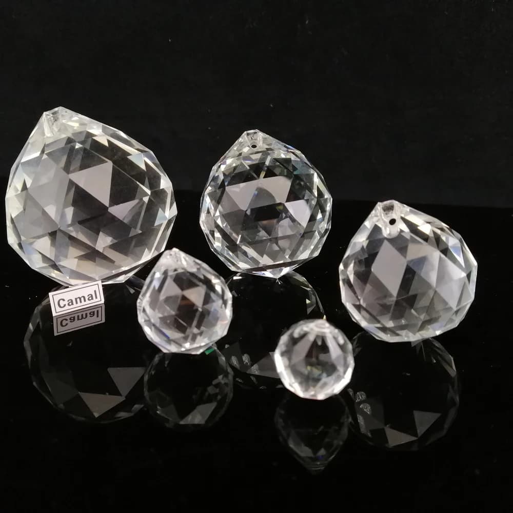 Camal 1 pz 15/20/30/40/50mm trasparente sfaccettato sfera di cristallo prismi di vetro ciondolo SunCatcher lampada illuminazione lampadario parte Fengshui