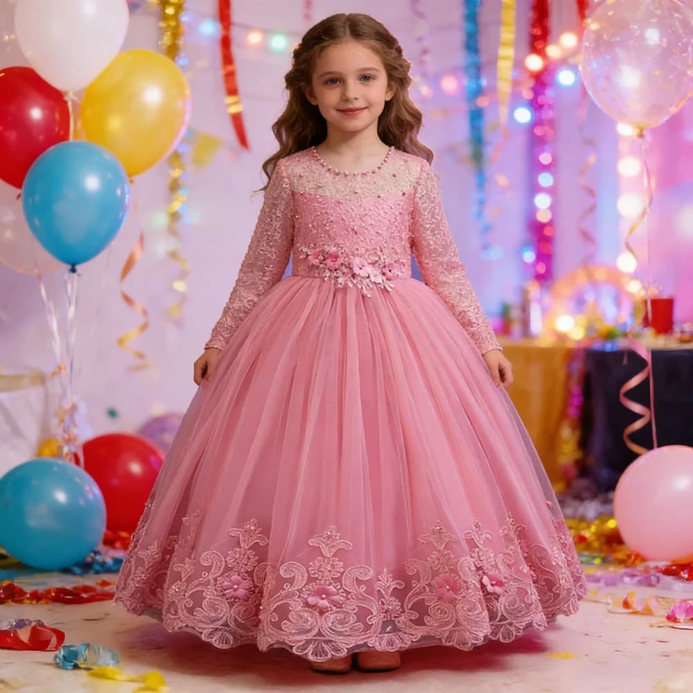 Abiti lunghi per ragazze dai 4 ai 12 anni Abito da compleanno Abito da concorso di bellezza splendido ed elegante Abito da damigella d'onore per matrimonio