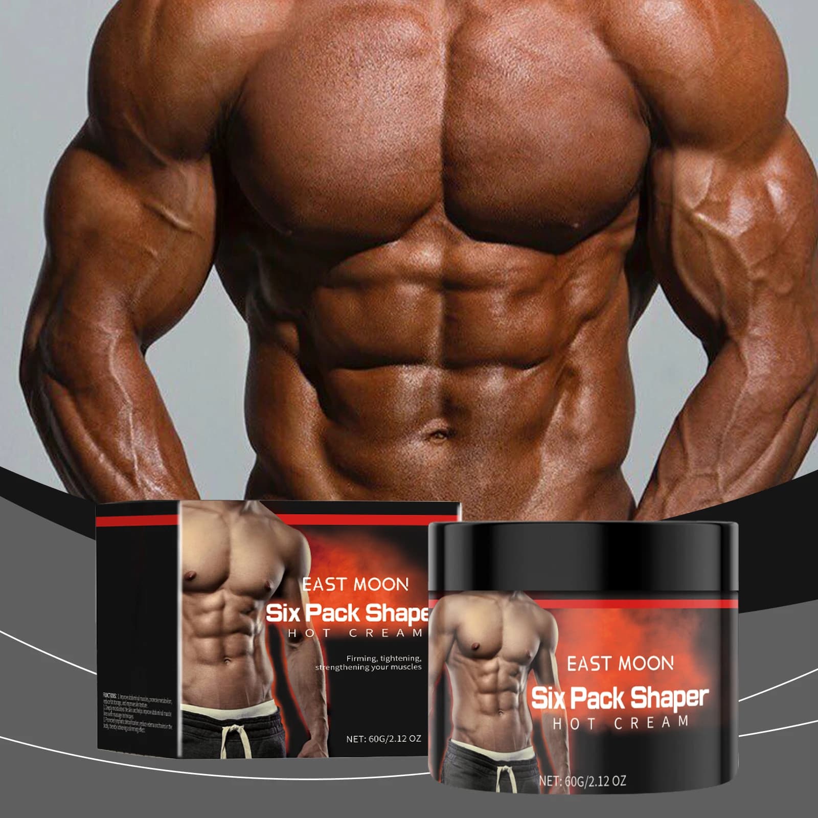 East Moon 60g Crema di Attivazione Muscolare Uomo Muscolo Addominale Stringere Rafforzare Sport da Uomo Anti Cellulite Uomo Fitness Forma Crema