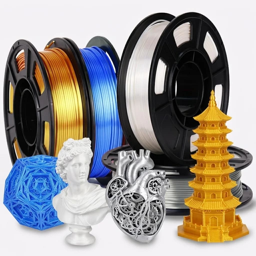 3D Printing Silk PLA Filament 250g Spool, Low Warping Feature, Strong Interlayer Bonding, Stable Printing Performance