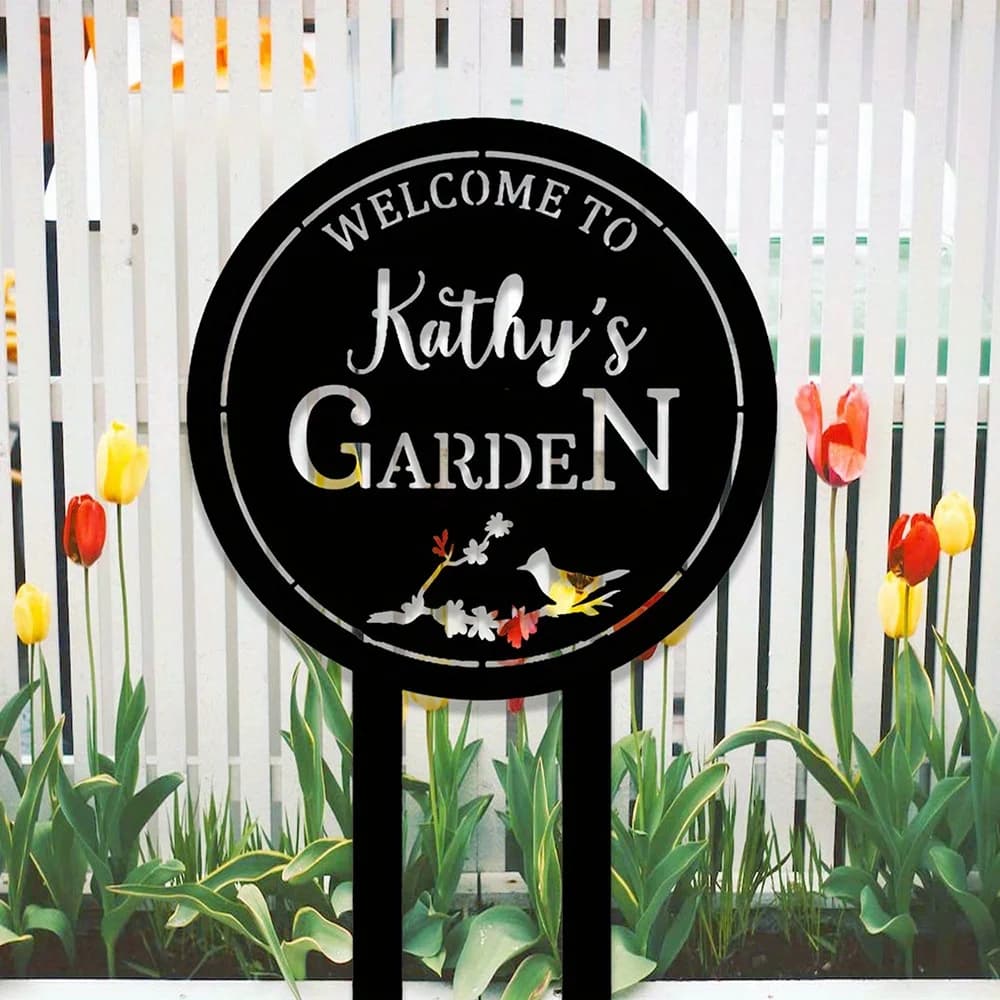 Targa Personalizzata in Metallo per Giardino, Insegna con Nome, Decorazione per Cortile, Giardino e Casa, Regalo