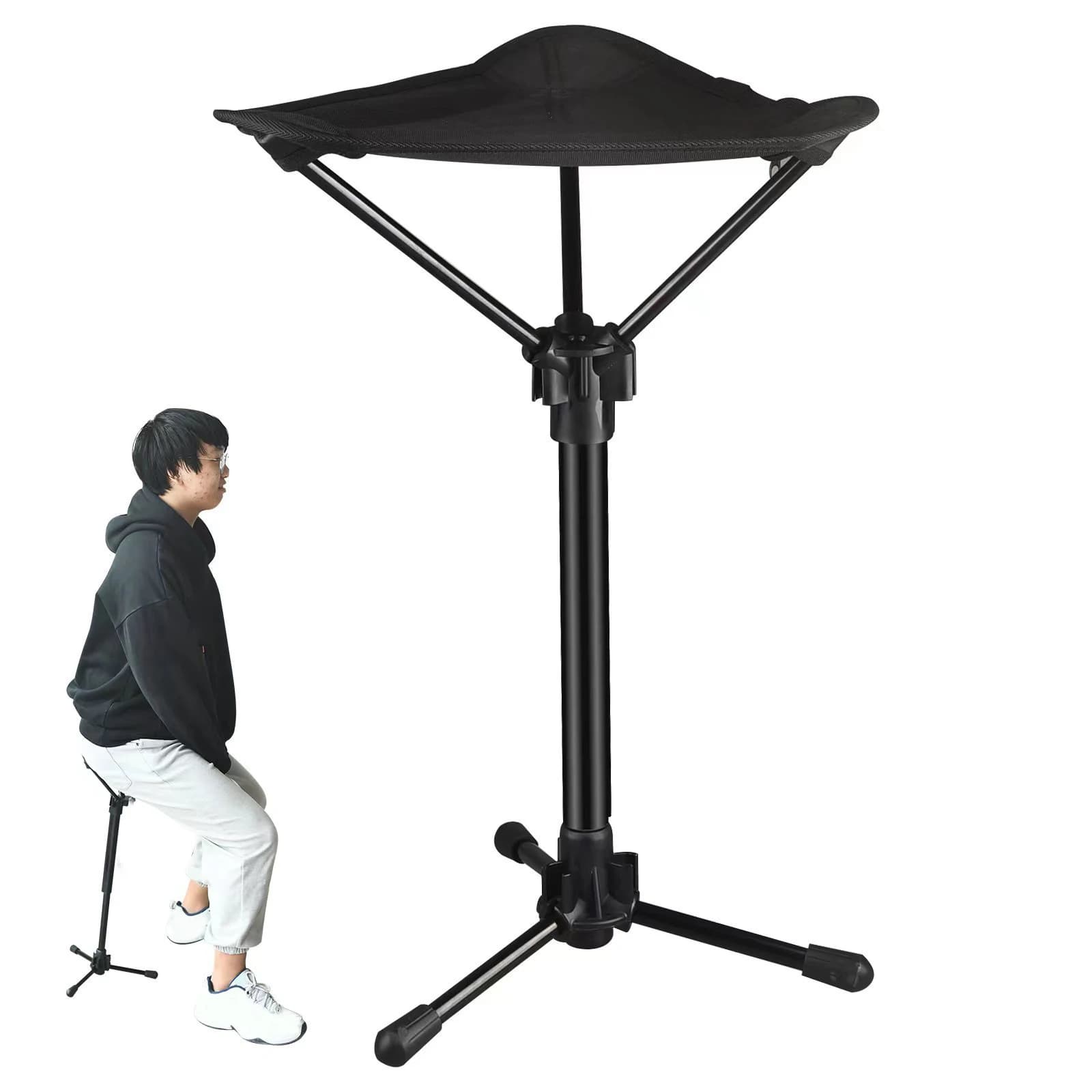 Sgabello pieghevole Sedia alta Slacker regolabile con custodia Sgabello pieghevole Sedia da riposo per pesca per campeggio BBQ Beach Garden