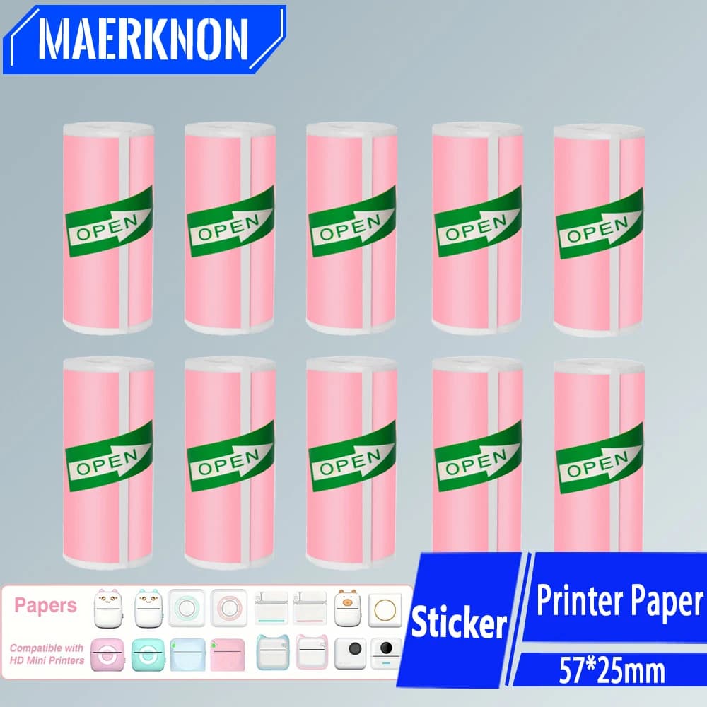 Thermal Paper Mini Printer HD Self-adhesive Color Rolls 57mm Paper Adhesive Label Children's Photo Card Instant Print