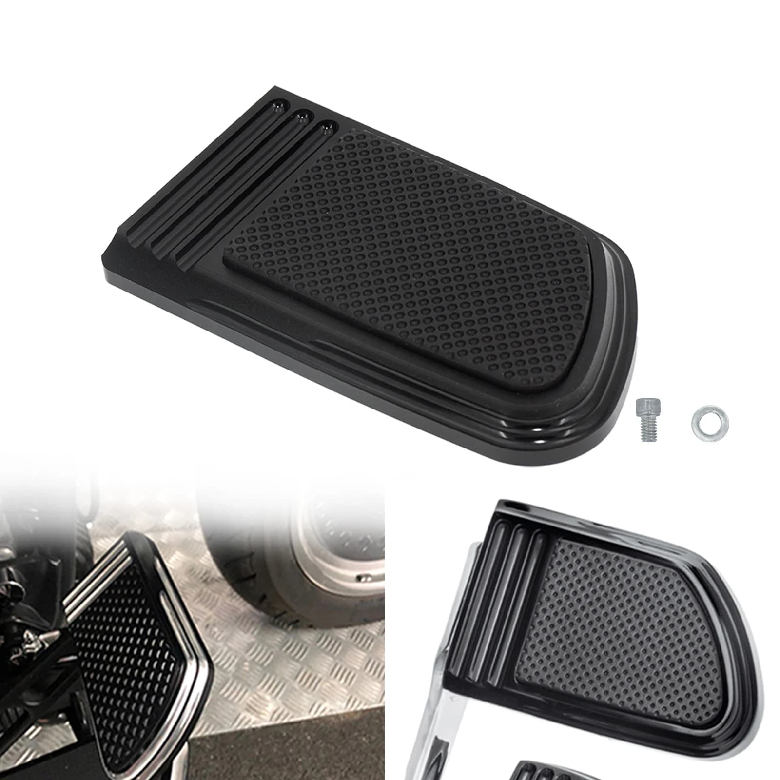 Motorcycle Brake Pedal Pad Black For Harley Touring Electra Glide Road Glide 1980-2025 Heritage Softail Fatboy FLSTF 86-17 Dyna