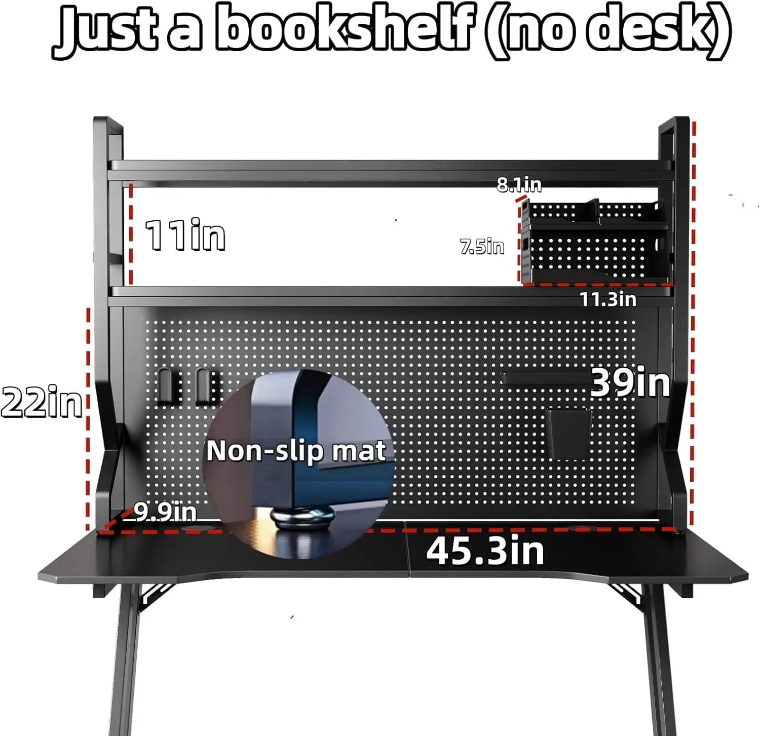 Desktop Hutch Bookshelf,Many Gifts,Metal Desktop Bookcase with pegboard, Desk Shelf, Countertop Storage Organizer Rack for Dorm or Office,Desktop Shelves
