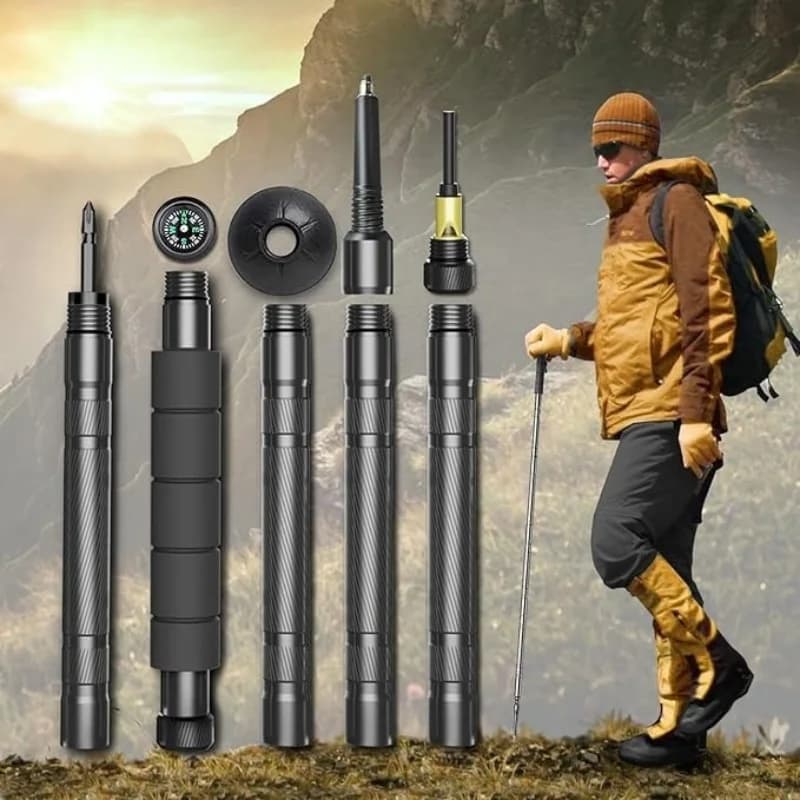 Multipurpose trekking pole - Aluminium alloy - Ideal for hiking and snow conditions, outdoor equipment | Design with insulating handle