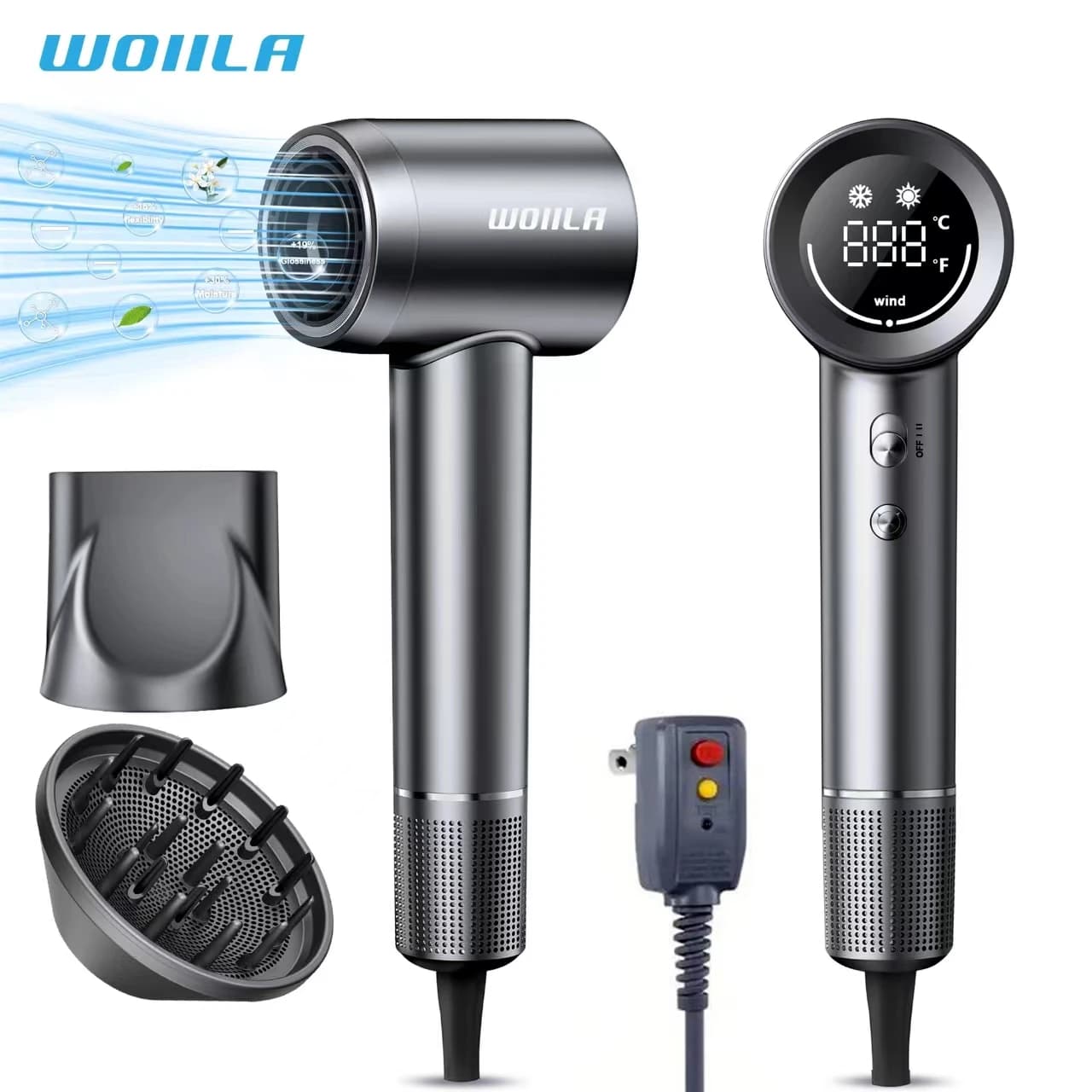 Hair dryer, professional high speed hair dryer from 150000 rpm. 500 million negative ion hair dryer for quick drying, low noise