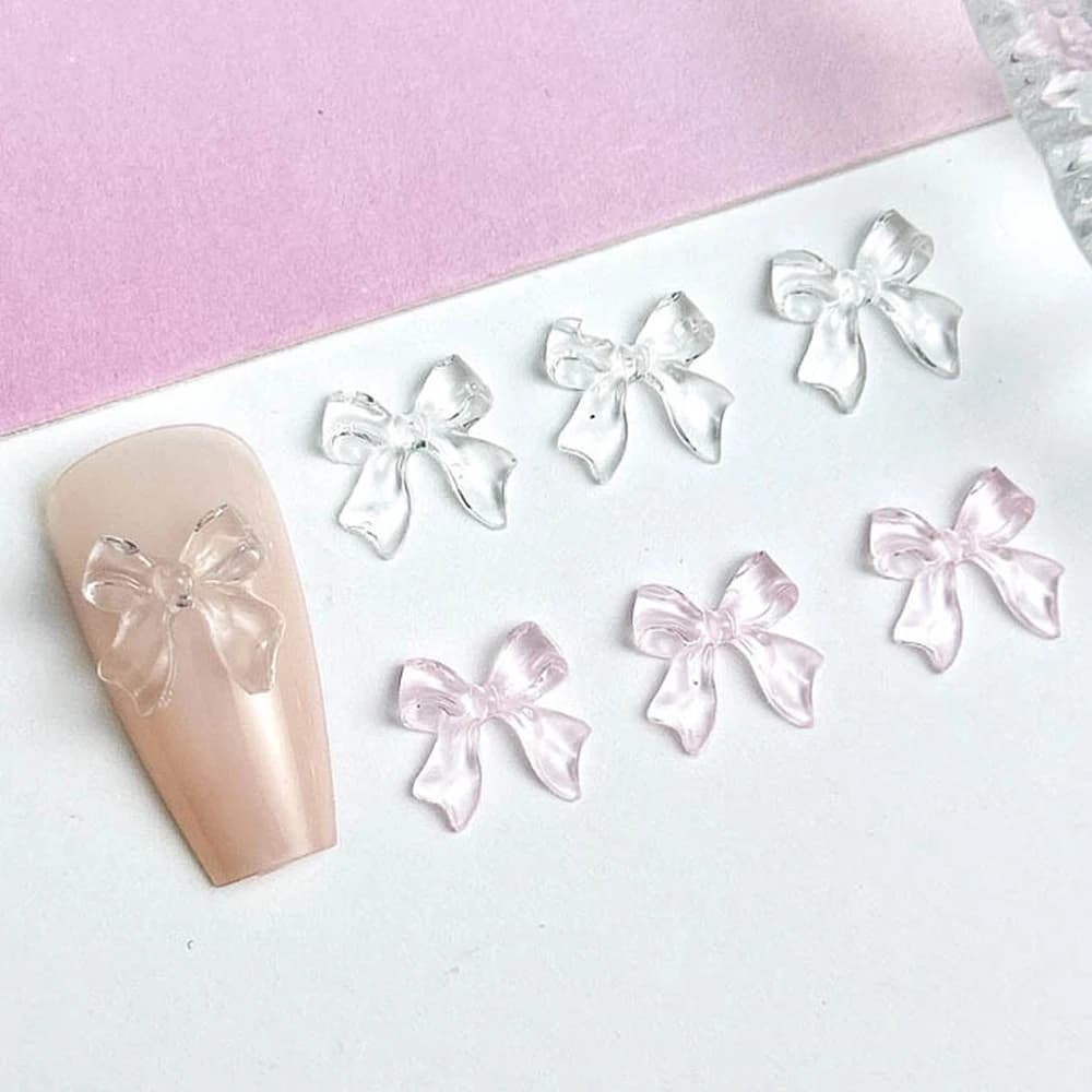 50 pezzi di nastro di gelatina fiocchi per nail art fascino resina 3D colorato trasparente bowknot decorazione per unghie estate fai da te Corea accessori per unghie