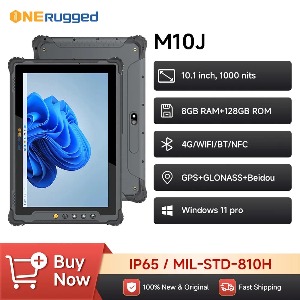 10.1 inch ONERugged rugged tablet, M10J Windows 11 Pro 8 GB + 128 GB, industrial PC with 4G/WIFI/BT/NFC