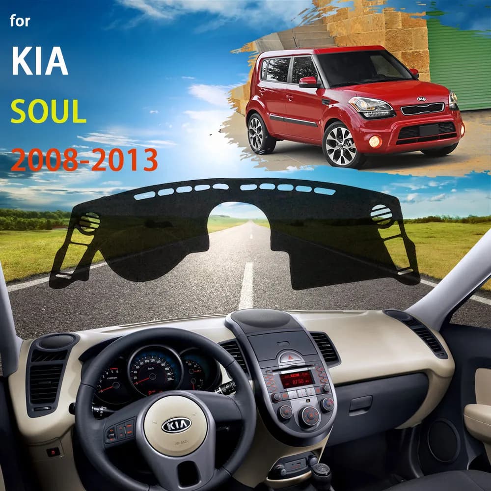 Tappetino per cruscotto tappetino per Kia Soul AM 2008 2009 2010 2011 2012 2013 protezione per cruscotto accessori per tappeti con paralume anti-uv
