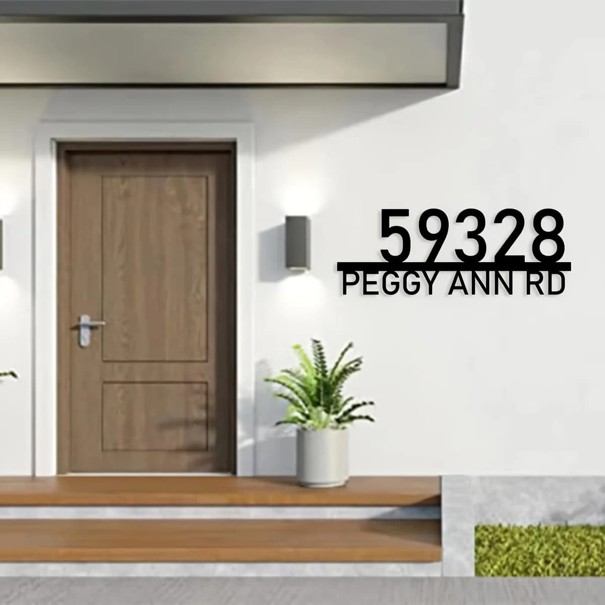 Custom Modern Metal Door Plates, Metal Residential Plates with Custom Address, Contemporary Metal Exterior Markers, Unique