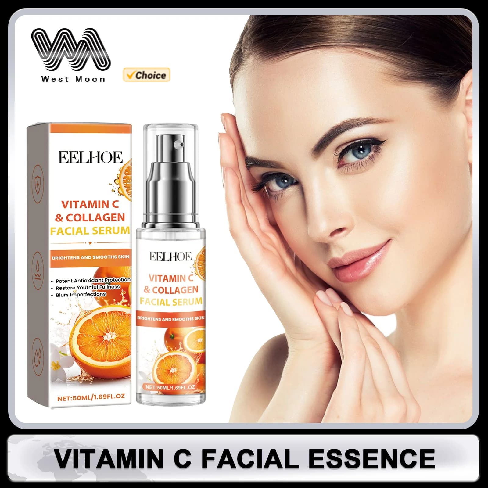 Vitamin C essence for the face tightening of the pores control of the hydrating firming oil for the skin improvement of the bloating care of the serum skin for the face to collagen