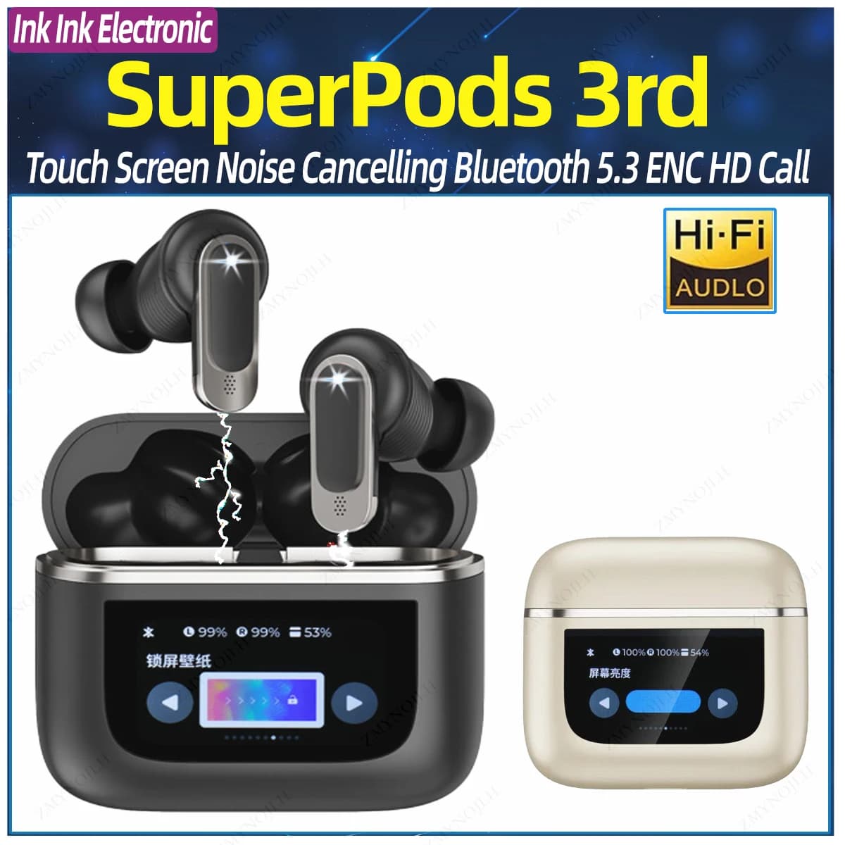Auricolari Wireless Touch Color ANC Pro3 schermo LED TWS auricolari Touch Active Noise Cancelling cuffie Bluetooth sport Earpho