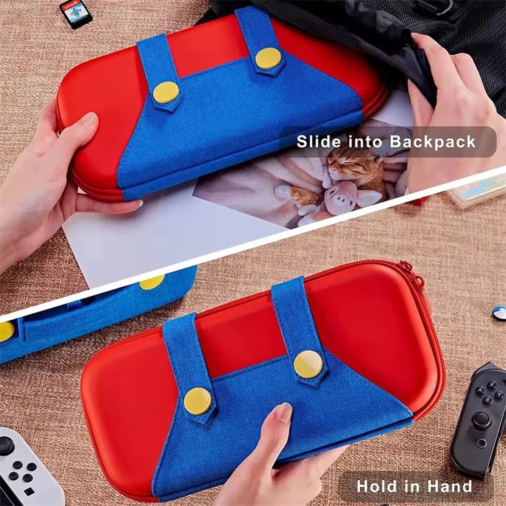 Custodia Portatile in EVA per Nintendo Switch/OLED Stile Mario con 10 Slot per Schede di Gioco, Borsa Protettiva Antiurto da Viaggio
