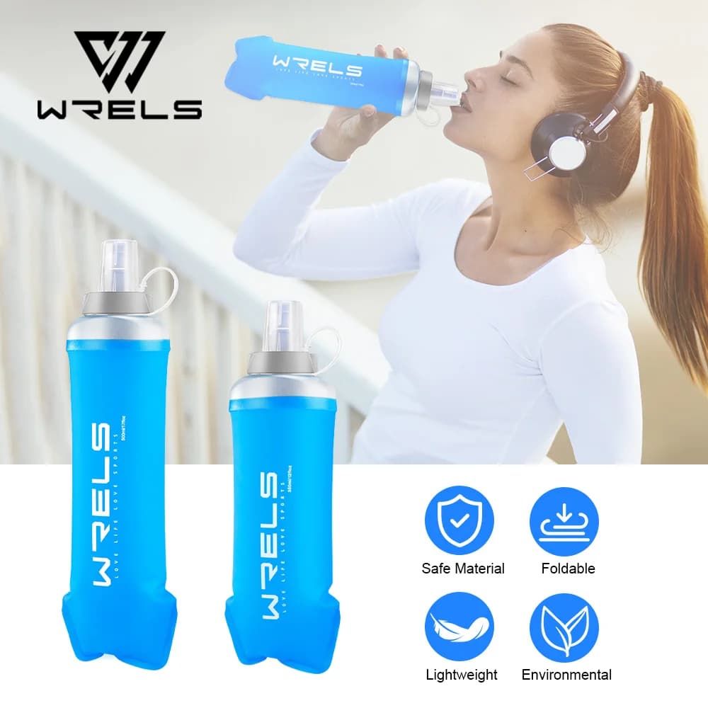 WRELS Boccetta morbida Pieghevole Bottiglia d'acqua pieghevole TPU BPA-Free per la corsa Bottiglie di idratazione Borsa d'acqua Boccette sportive