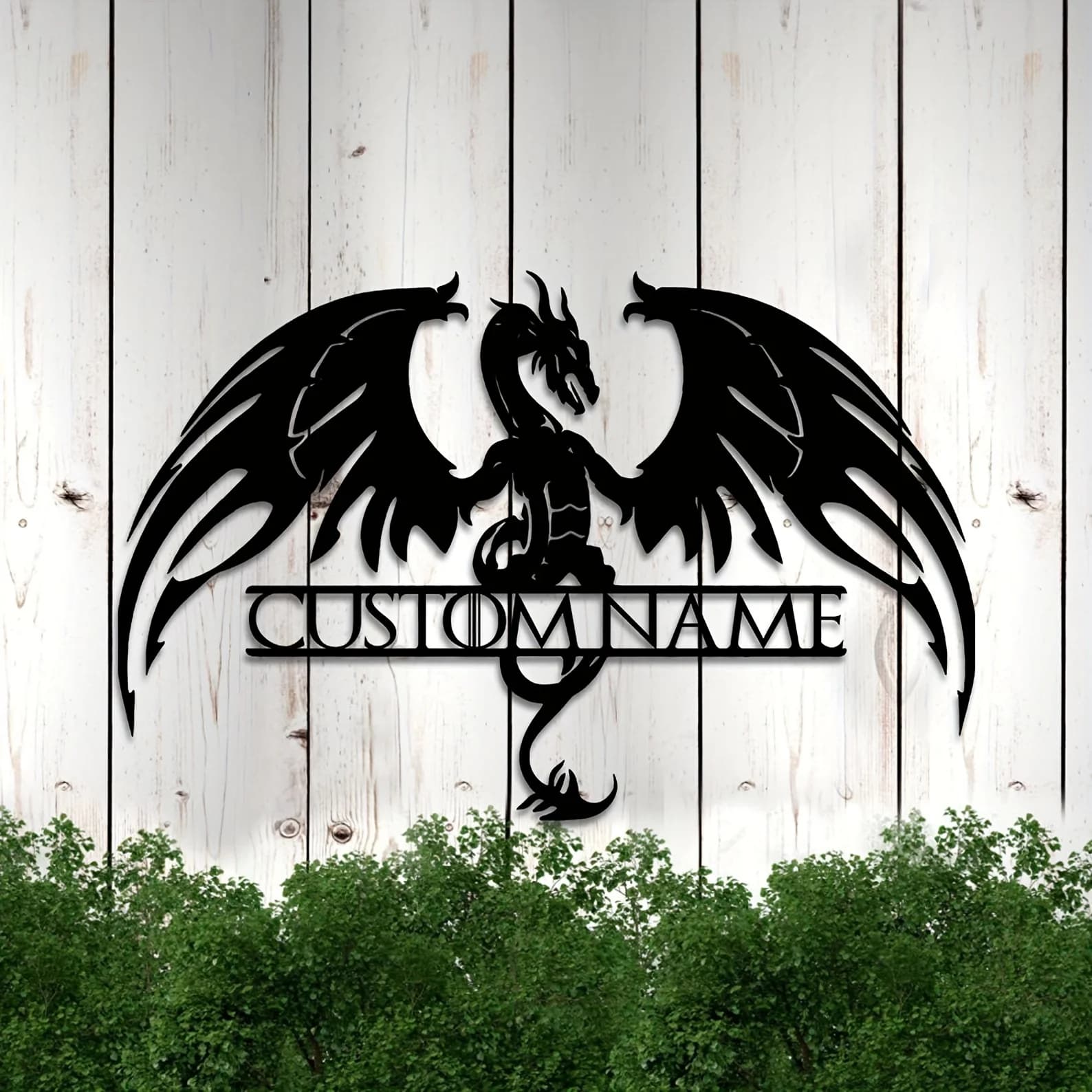 Customizable Metal Plate with Dragon Silhouette, Ideal for Family Dragon Theme Decorations. Suitable