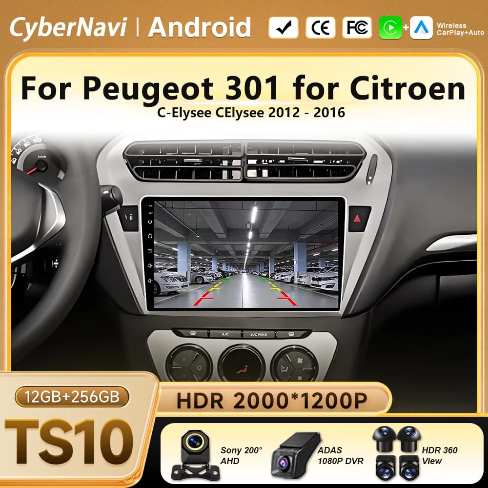 Android 16 Auto Carplay For Peugeot 301 for Citroen C-Elysee CElysee 2012-2016 Car Radio Stereo GPS Navigation Multimidia Player