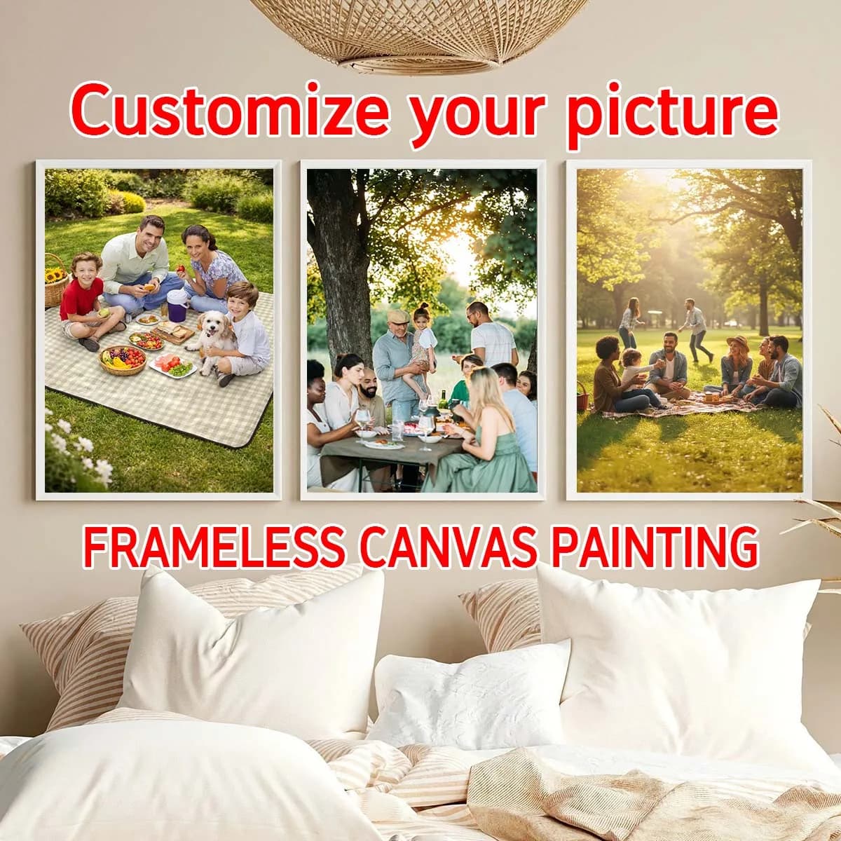 Triptico - Personalizza tre opere d'arte stampate basate sulle tue foto, poster per matrimoni e compleanni, decorazioni da parete per la casa
