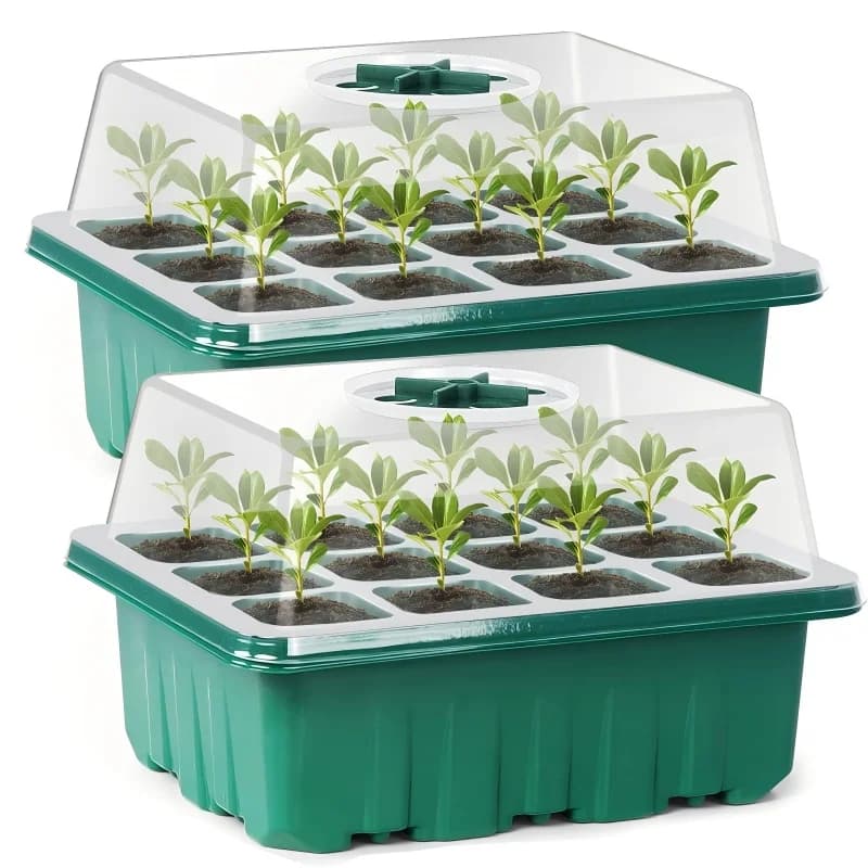 2 vassoi per la semina di semi resistenti, utilizzabili per coperchi di ventilazione e fori di drenaggio per semi di ortaggi, fiori ed erbe aromatiche.