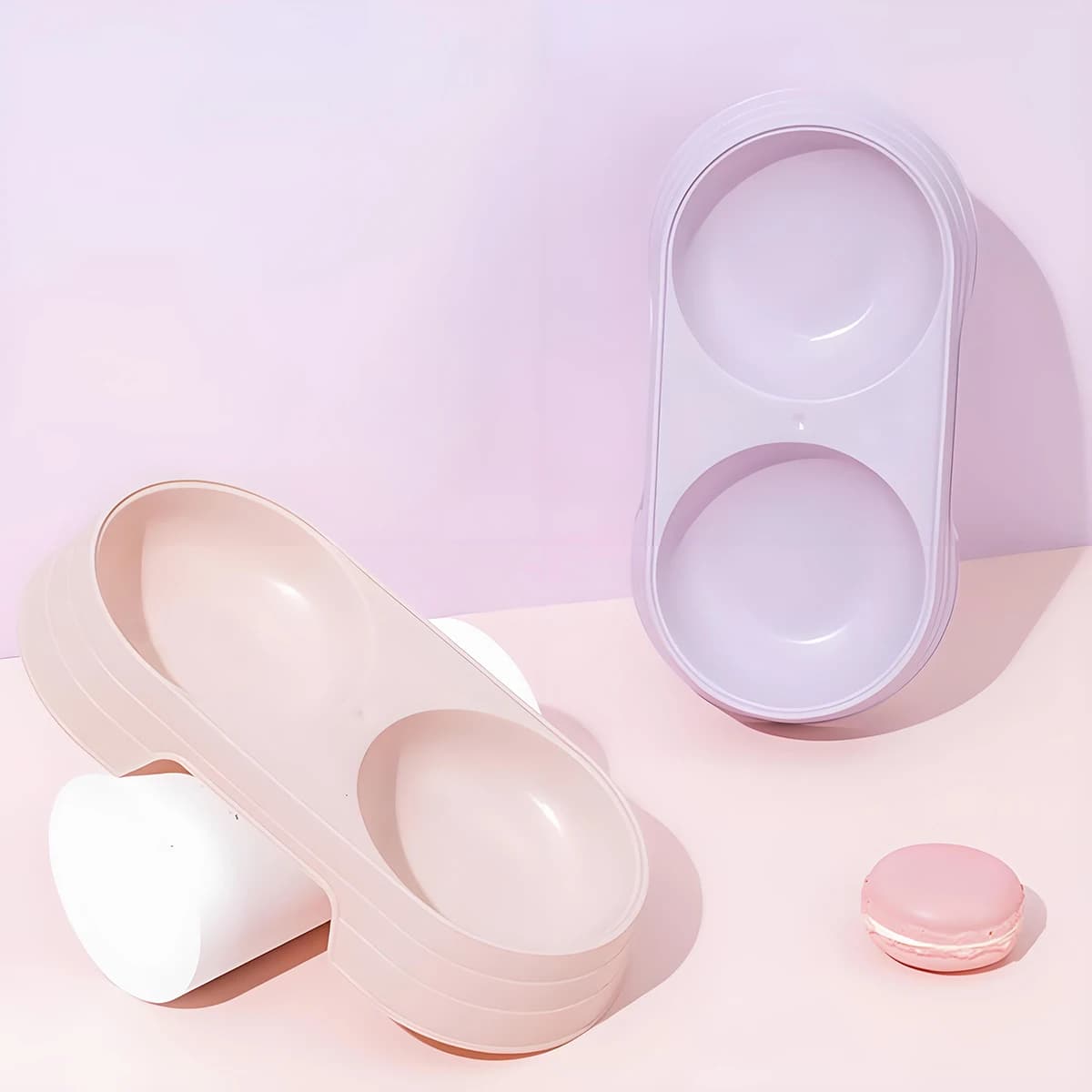 Double Dog Cat Bowls Premium PP Material Pet Bowls with No-Spill PP Station, Food Water Feeder for Cats and Small Dogs