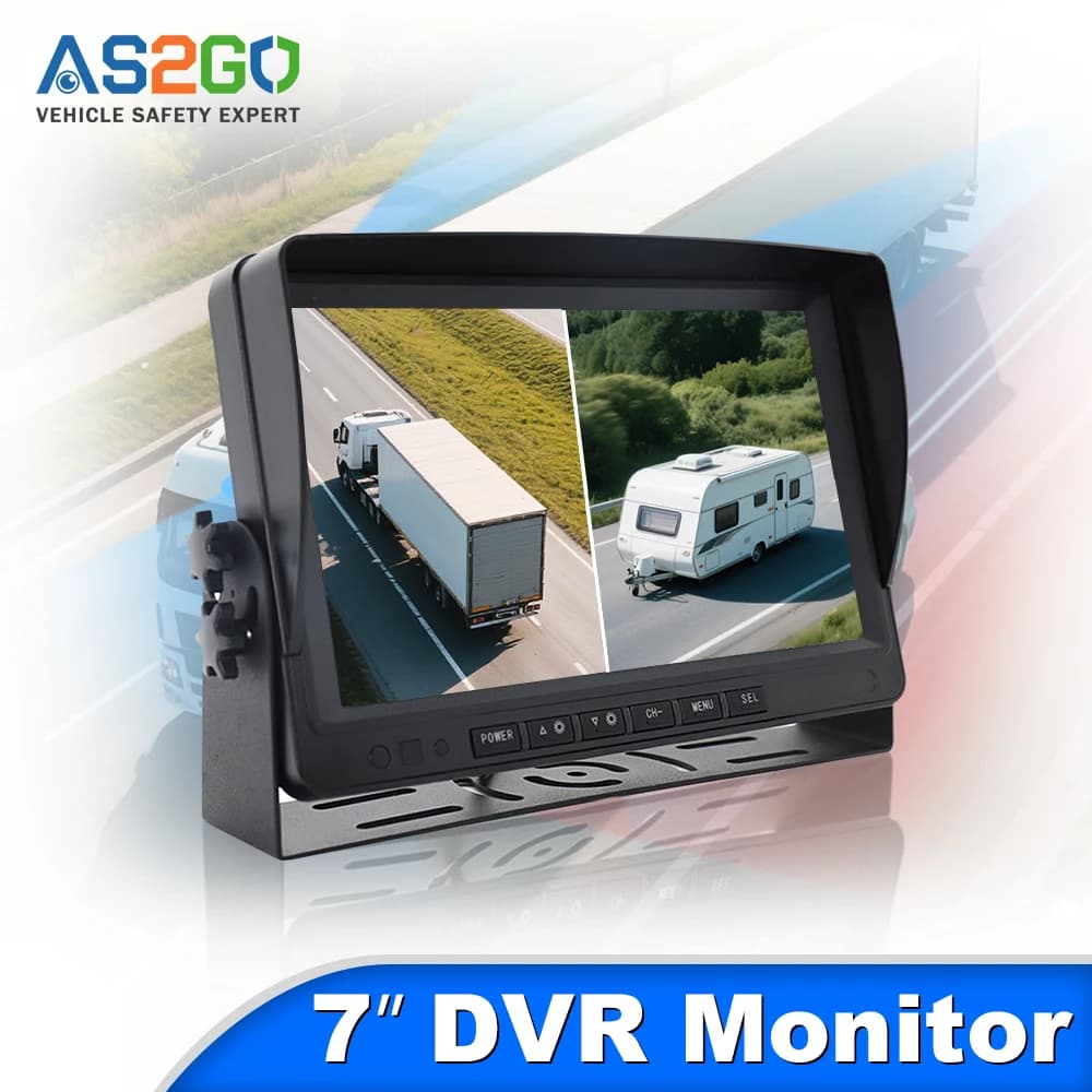 Monitor DVR divided by 7 "AHD 1080P 2CH IPS Monitor for Car Recorder Display Rearview for Truck Bus RV Trailer Camera Backup