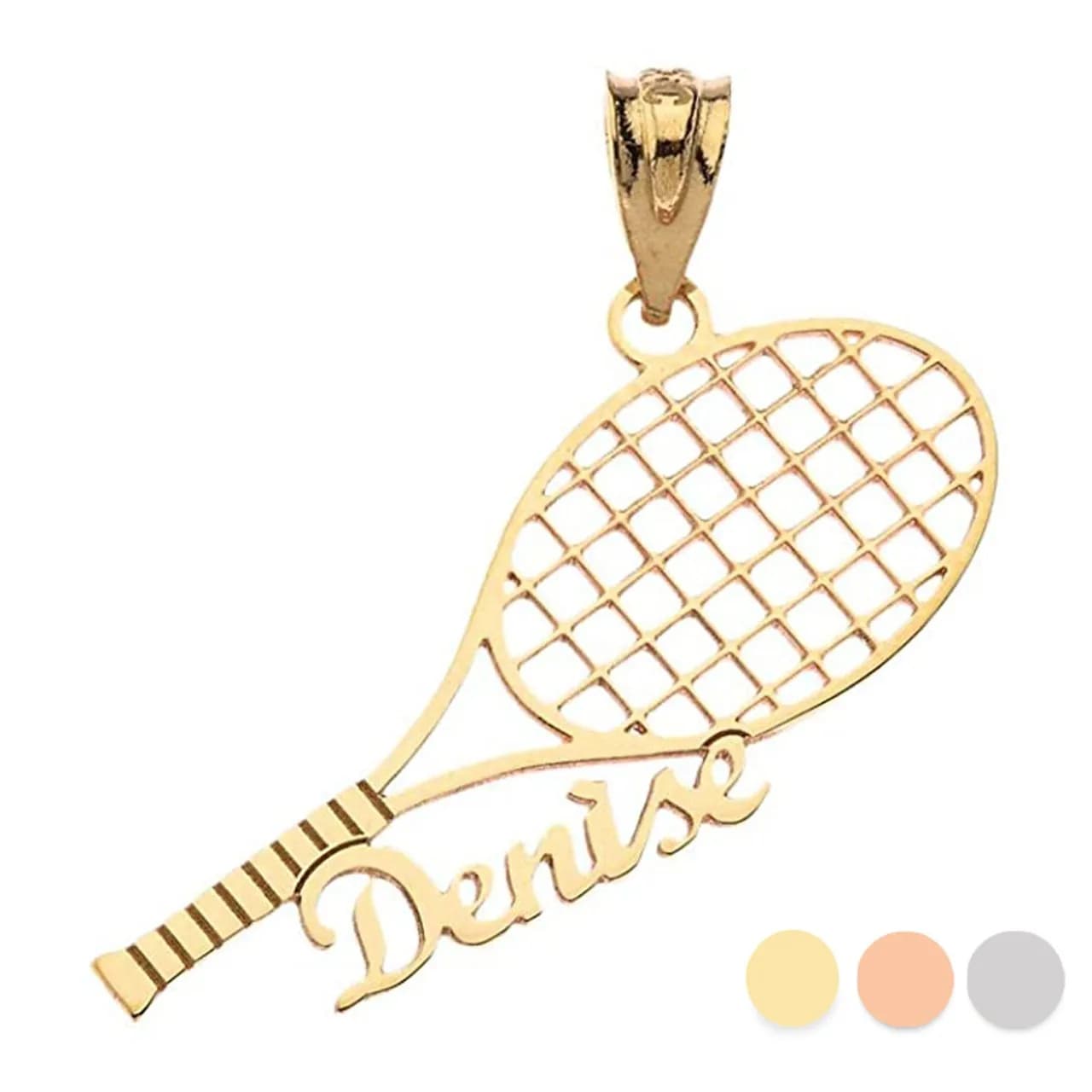 Necklace with custom name tennis racket - 18K gold plated stainless steel - Sports jewelry gift for its luxury jewelry