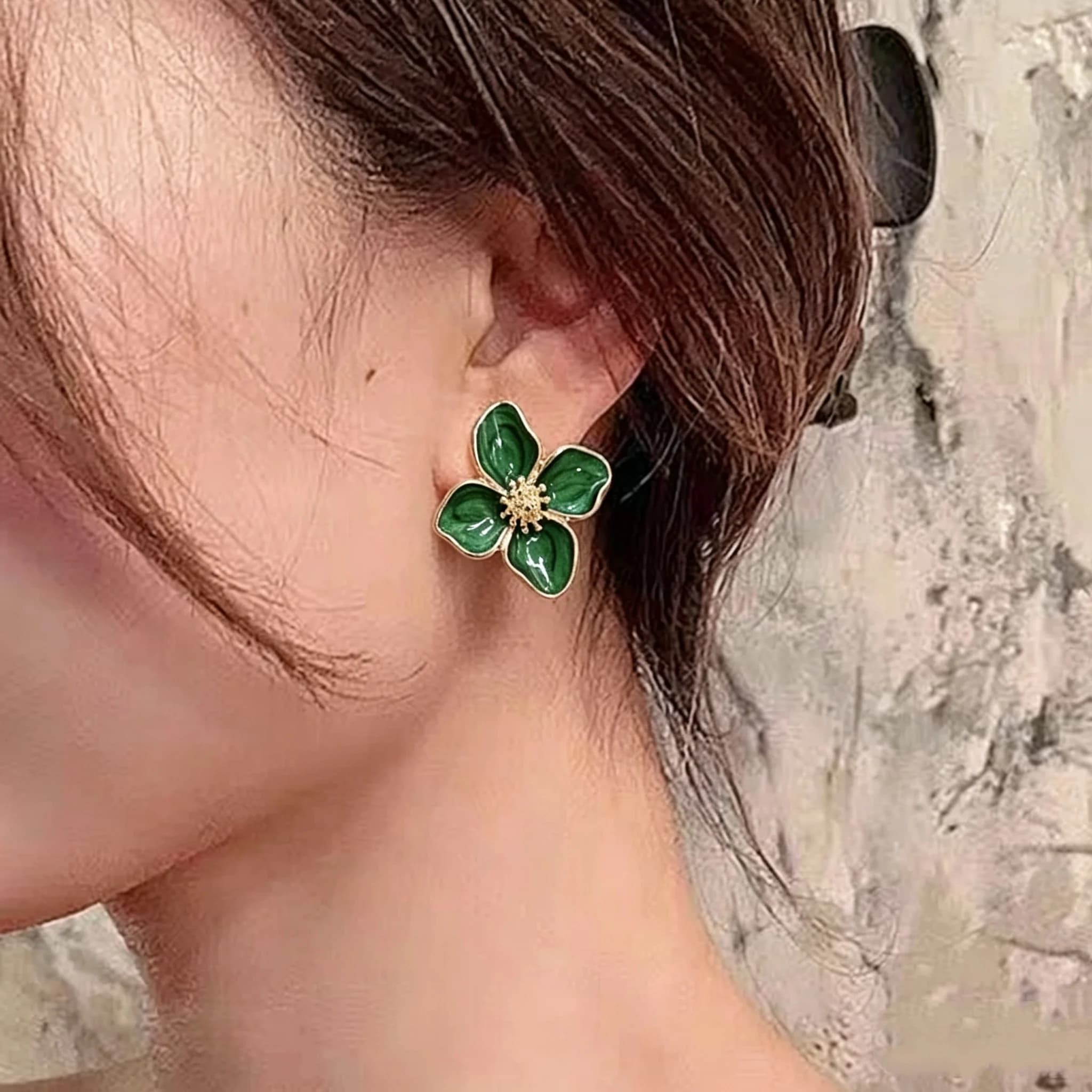 Lovely Roselle Flower 3D Stud Earrings Unique Jewelry Gift for Birthday Anniversary
