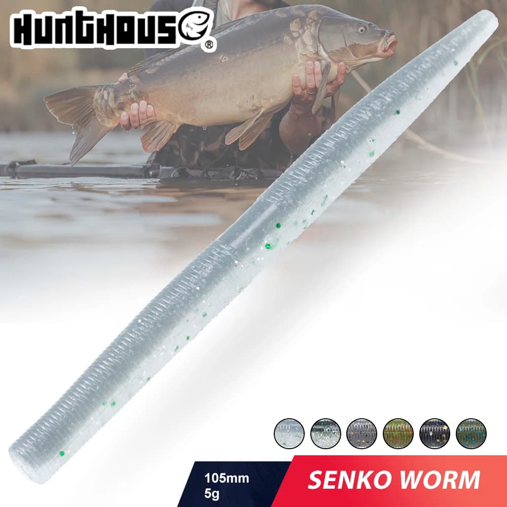 Hunthouse Senko Worm Soft Fishing Lure 105mm/5g 10Pcs/Bag Plastic Artificial Bait For Bass Saltwater/Freshwater Fishing LW258