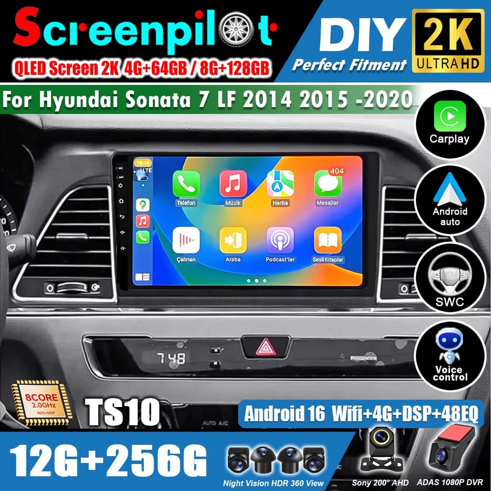Android 16 For Hyundai Sonata 7 LF 2014 2015 2016 2017-2020 LHD Car Multimedia Video Player Auto radio GPS Navigation Stereo