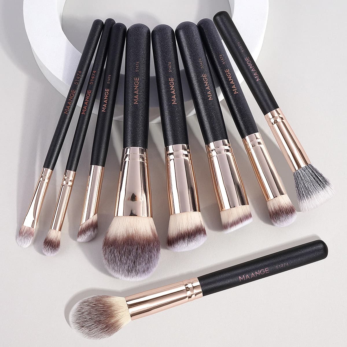 Set di pennelli per trucco MAANGE, set professionale da 9 pezzi, fondotinta, correttori, trucco con scatola portaoggetti, strumento di bellezza per il trucco, regalo premium