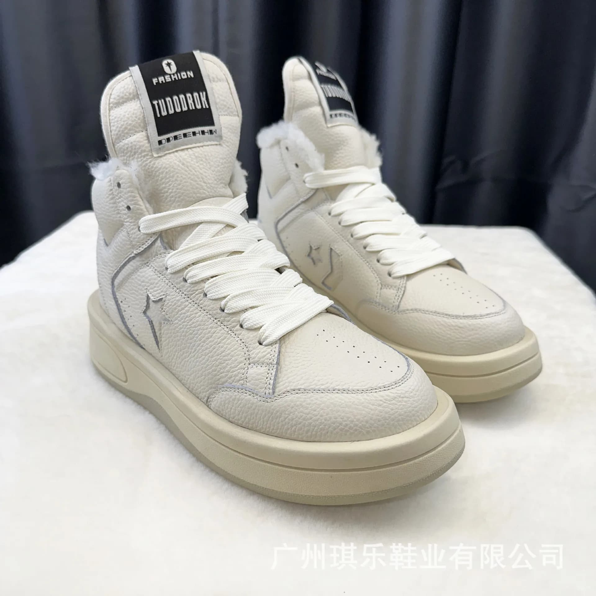 full grain leather high top white sneakers breathable comfy thick sole versatile casual shoes in stock
