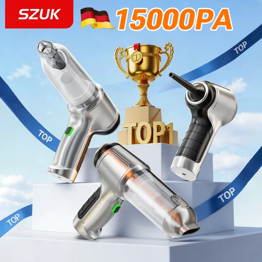 SZUK Potente Aspirapolvere per Auto Senza Fili, Forte Aspirazione, Portatile, Mini Aspirapolvere Manuale, Macchina per la Pulizia dell'Auto