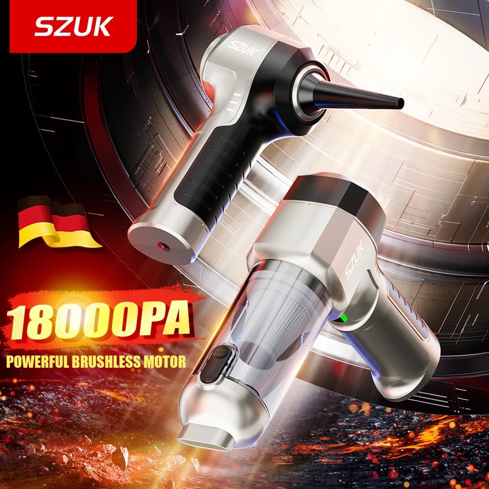 Aspirapolvere per Auto SZUK 18000PA, Potente Aspiratore Senza Fili Portatile, Macchina per Pulizia Manuale