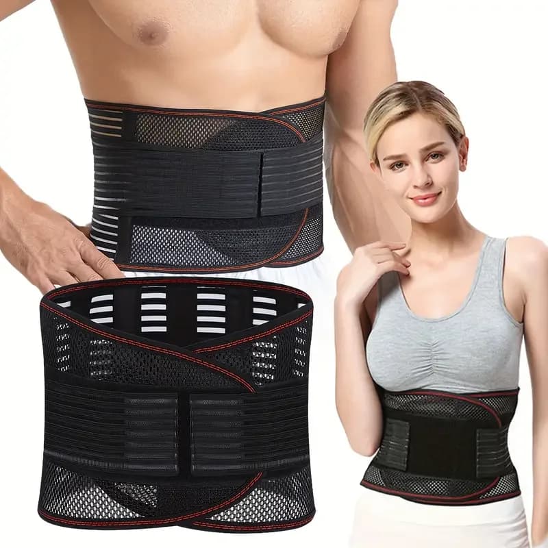 Cintura di supporto lombare Cintura di supporto per la vita a compressione Maglia traspirante Tutore per la parte bassa della schiena Supporto elastico regolabile per alleviare il dolore alla colonna vertebrale